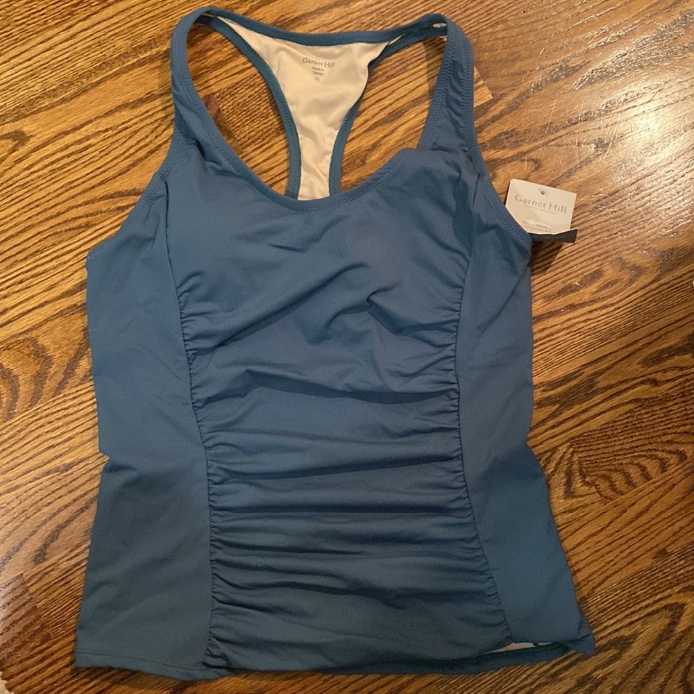 Garnet Hill, NWT, size 10, tankini and swim skirt, sporty style